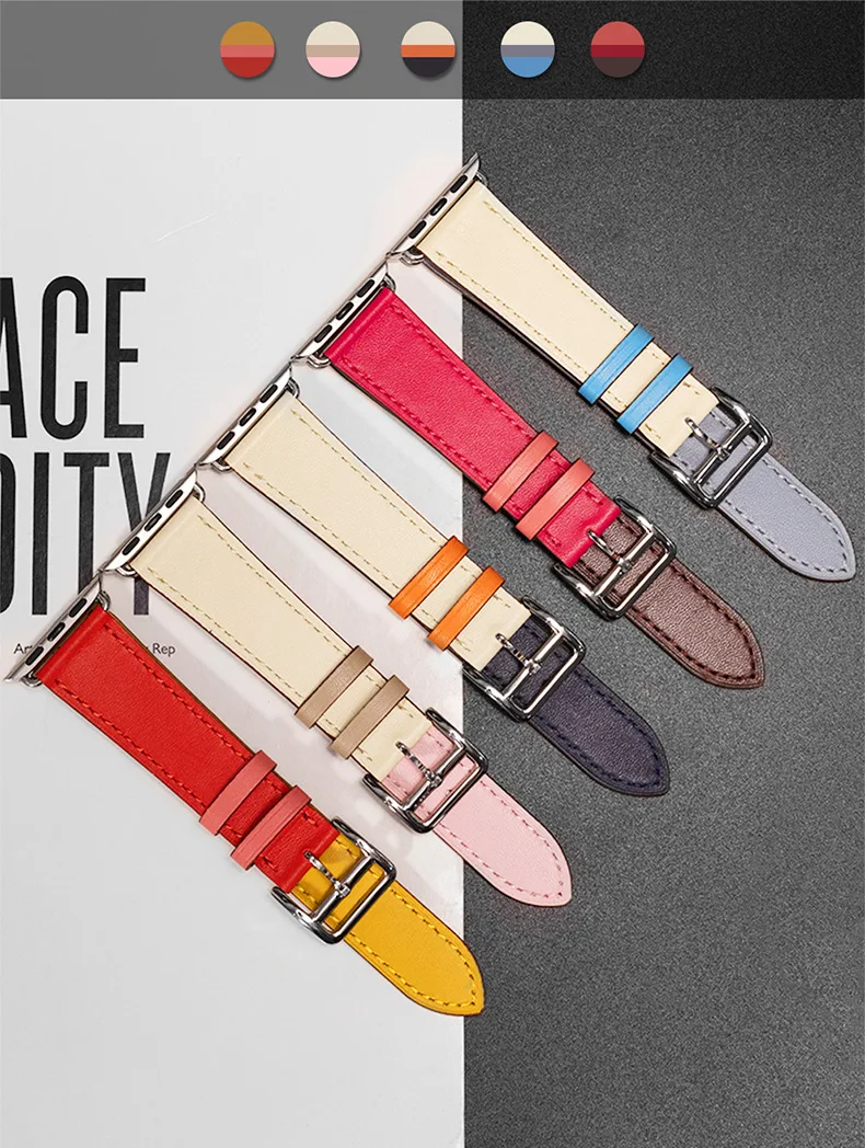 

Serilabee band for Apple Watch Series 5 4/3/2/1 42mm 38mm 40MM 44mm HM BraceletStrap For iwatch Band leather loop Accessories