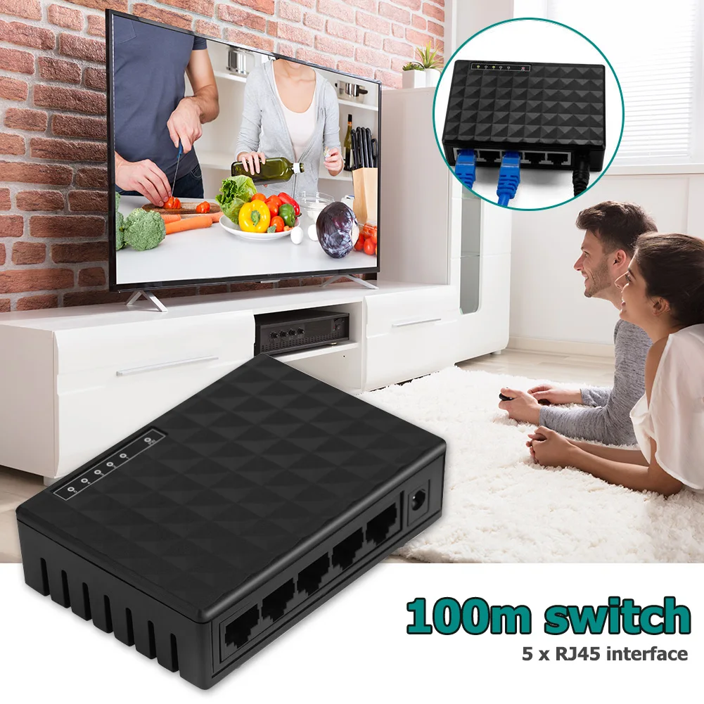 10/100 Мбит/с 5-портовый коммутатор Ethernet классические цвета Простой прочный RJ45 LAN