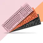 Игровая механическая клавиатура с розовыми клавишами, 104 клавиши, светящаяся игровая клавиатура с осью чая