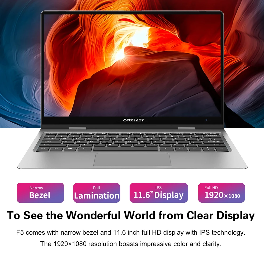 Ноутбук Teclast F5 с ОС Windows 8 ГБ ОЗУ 256 ГБ SSD Intel Gemini Lake N4100 1920*1080 Быстрая зарядка 360 Вращающийся сенсорный экран ноутбук