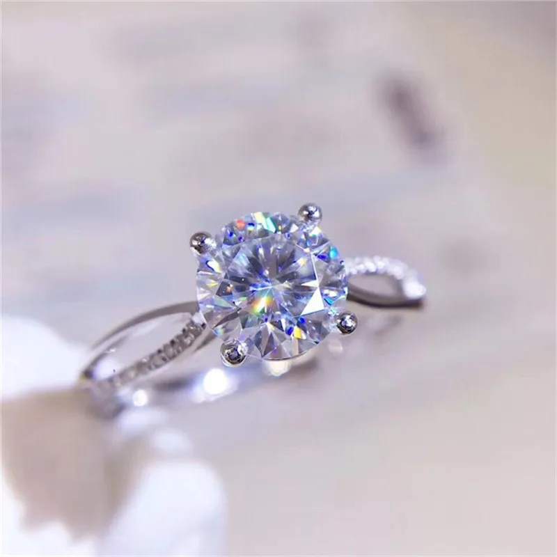 Бриллиантовое тестовое кольцо Moissanite из серебра 925 пробы с отличной огранкой 1