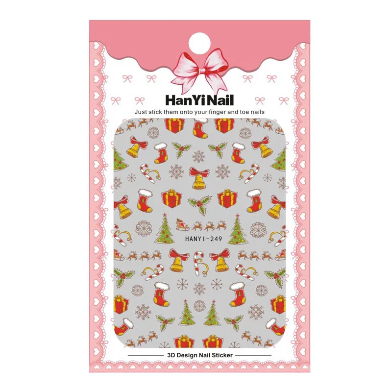 Рождественские наклейки для дизайна ногтей большой размер снежный человек
