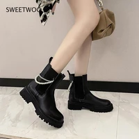 autumn winter chelsea boots 2021 women platform brown black beige white ankle boots female fur short chunky punk gothic shoes