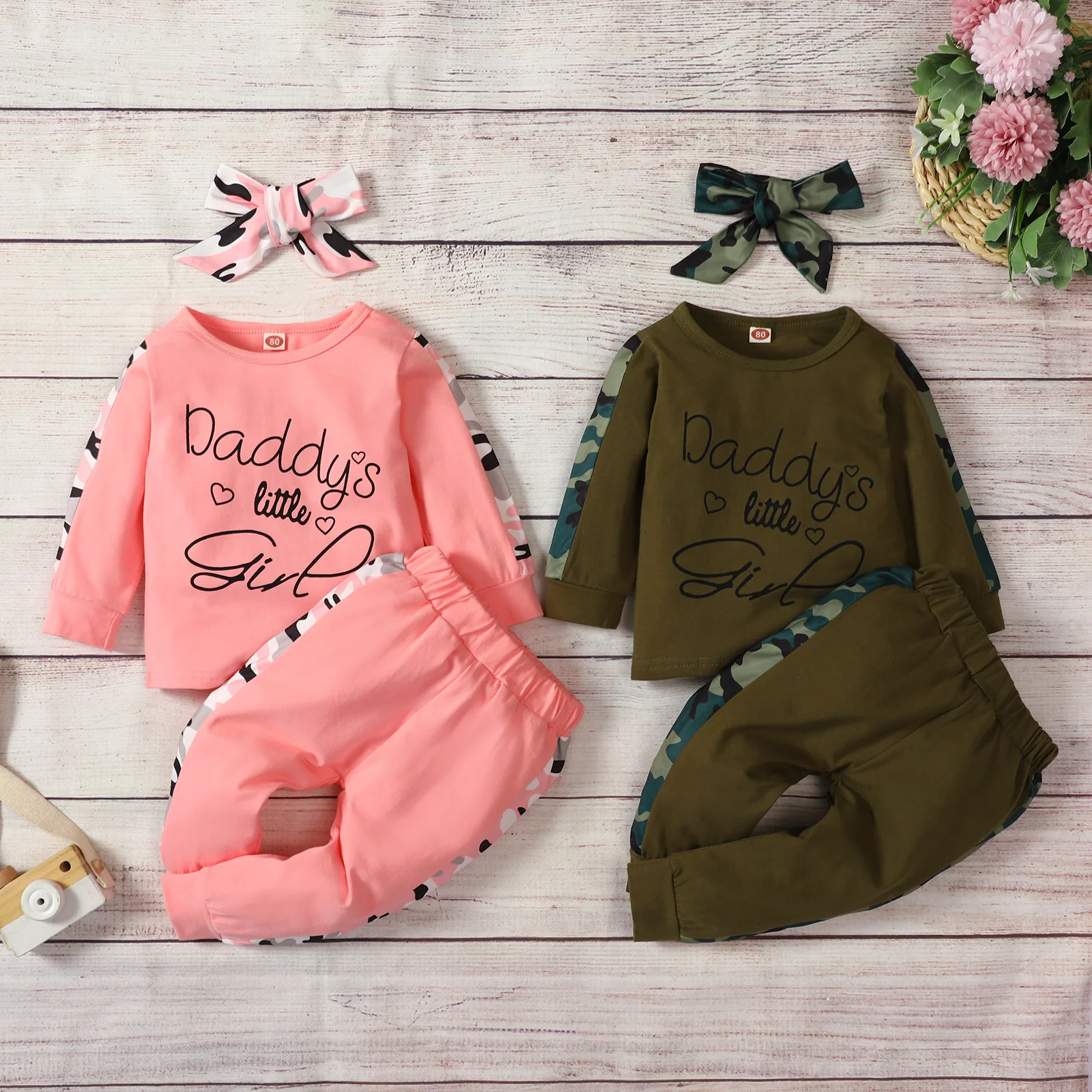 

3Pcs Toddler Kids Girl Spring Autumn Clothes Camouflage Long Sleeve Tops T-Shirt Leggings Pants Tracksuit Sweatsuit Outfits Set