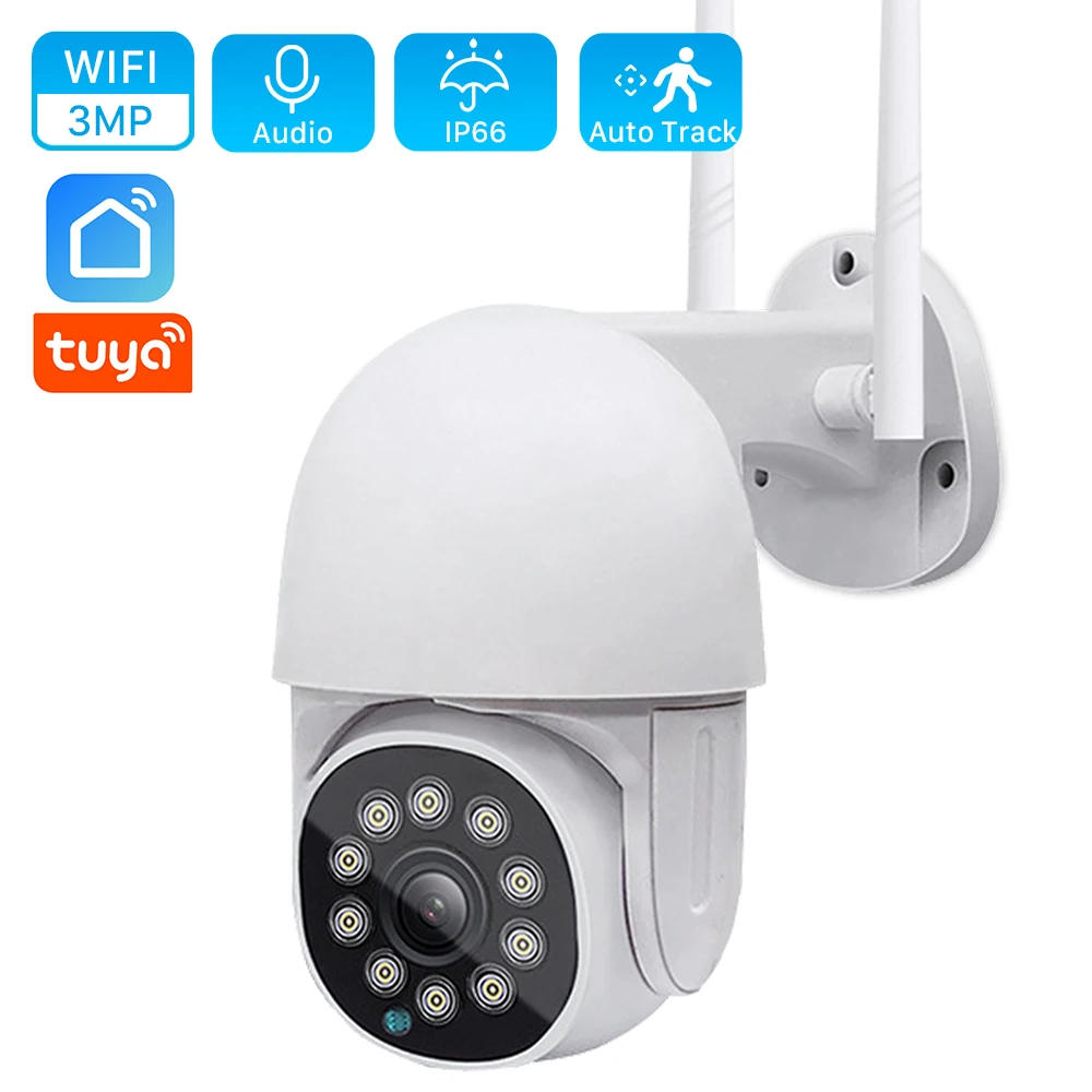 

Умная IP-камера 3MP HD Tuya, Wi-Fi, 4-кратный зум, автоматическое слежение за людьми, PTZ, ИК/цветное ночное видение