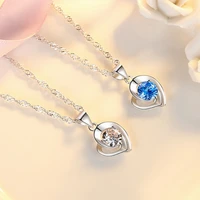 925 sterling silver new woman fashion jewelry high quality crystal zircon hollow heart flower pendant necklace length 45cm