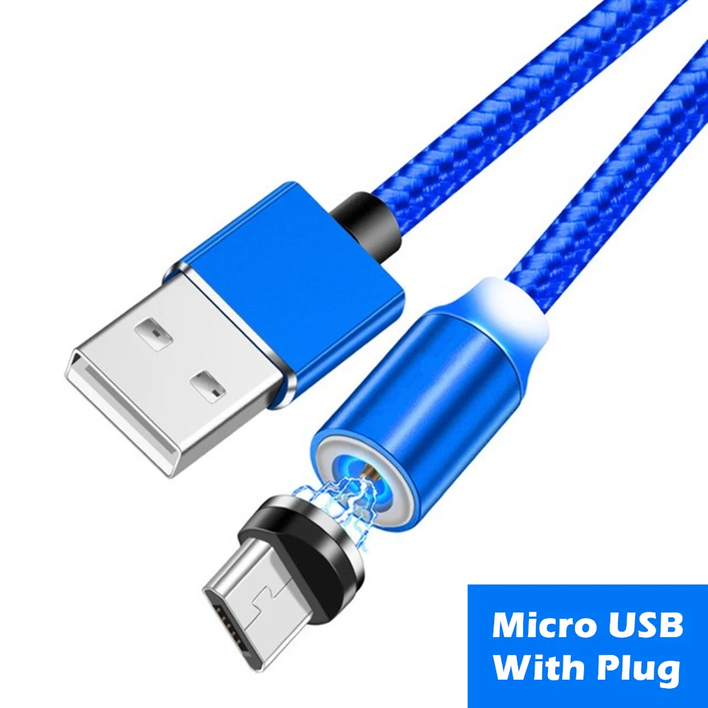 Магнитный USB кабель для быстрой зарядки для samsung galaxy A70 A40 A40s A20e Android зарядное устройство Шнур для Asus 6Z ZenFone 6 Live L2 Max M2 - Цвет: Blue Micro USB