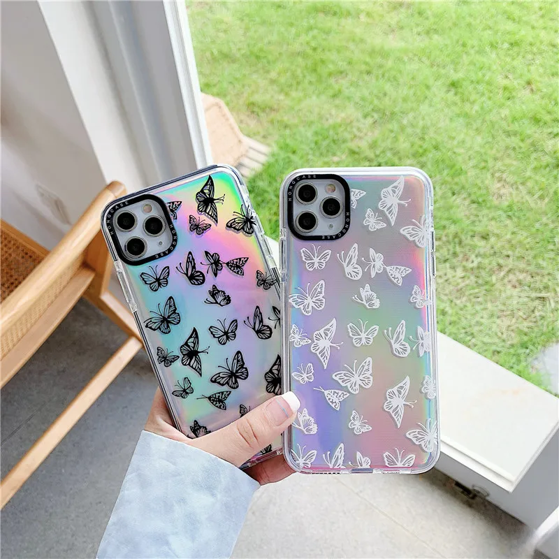 INS роскошный бренд Бабочка лазерная прозрачная фоторамка мягкий чехол для