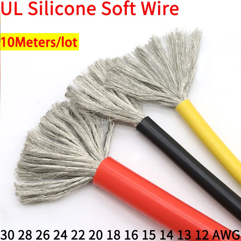 

10M Heat-resistant cable 30 28 26 24 22 20 18 16 15 14 13 12 10 AWG Ultra Soft Silicone Wire High Temperature Flexible Copper