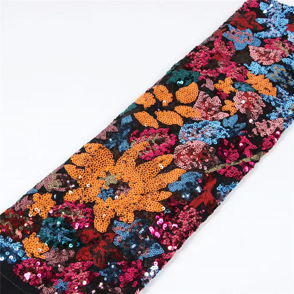 Высококачественная черная сетчатая кружевная ткань африканские Красочные
