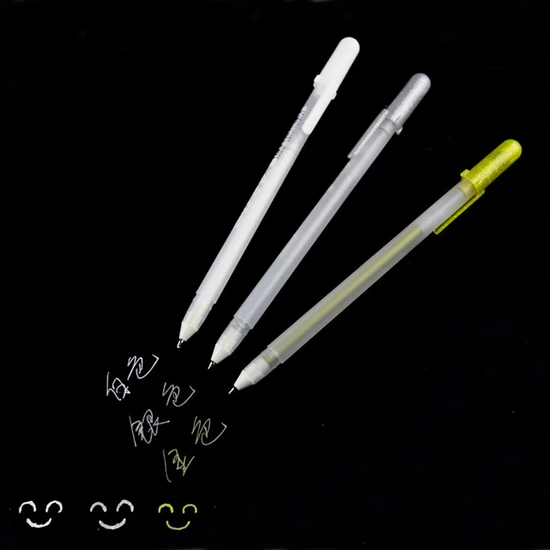 Японские маркеры Sakura белые/золотистые/Серебристые для набросков манга