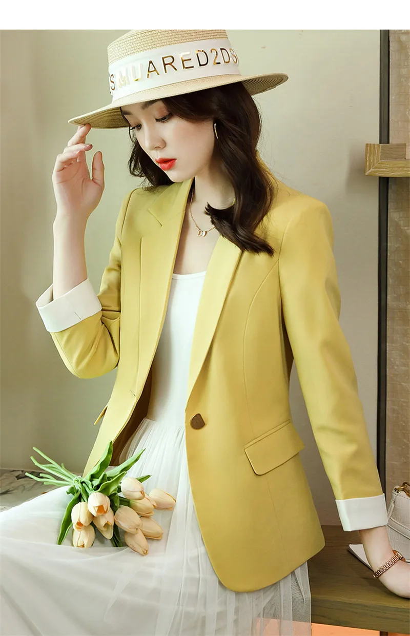 

2021 spring and autumn new small suit female hit color slim slimming OL commuter tooling fashion suit