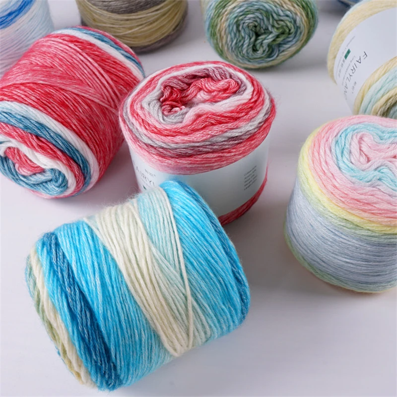 

Cake Wool Segment Dyed Hat Scarf Diy Material Bag Crochet Coarse Wool Ball Hand-woven Bag Yarn for Knitting Cotton 100g