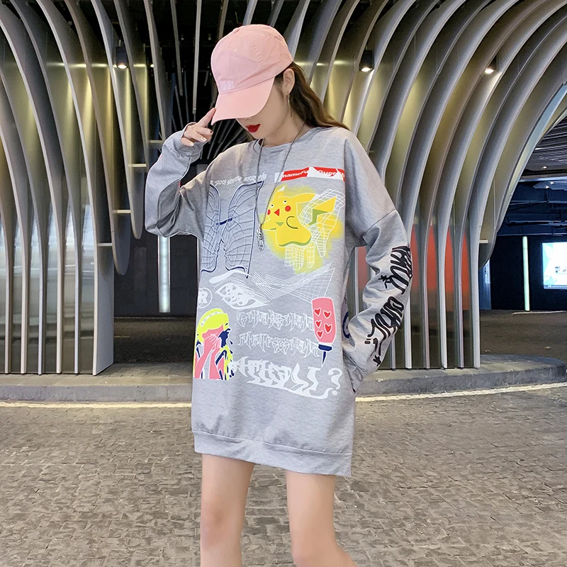 

Oversized Sweatshirts Women 2021 Spring Autumn Cartoon Print Hoodies Ladies Long Sleeve Casual Warm Pullover Clothes
