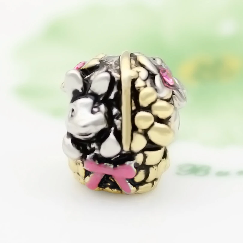 Бесплатная доставка золотистый милый кролик пасхальный Шарм Бусина Подходит Для