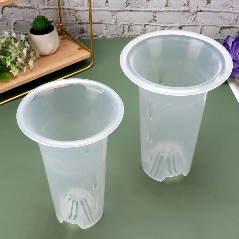 4pcs Slotted Orchid Pot Plastic Plant Container Transparent Orchid Cultivation Pot for Home Outdoor Outside (4 Inch + 5 Inch + 6