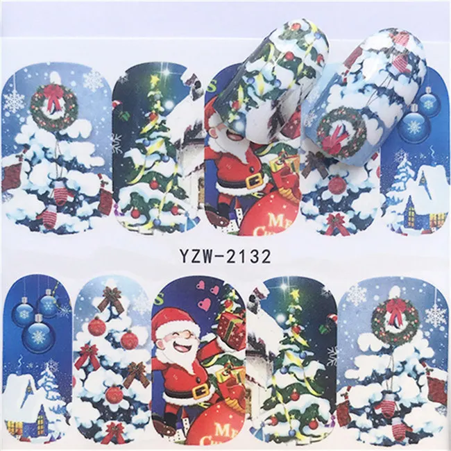 

1 sheets DIY Nail Art Water Transfer Stickers Christmas Snow slider adhesive Watermark Decals Women Beauty Wedding Nails