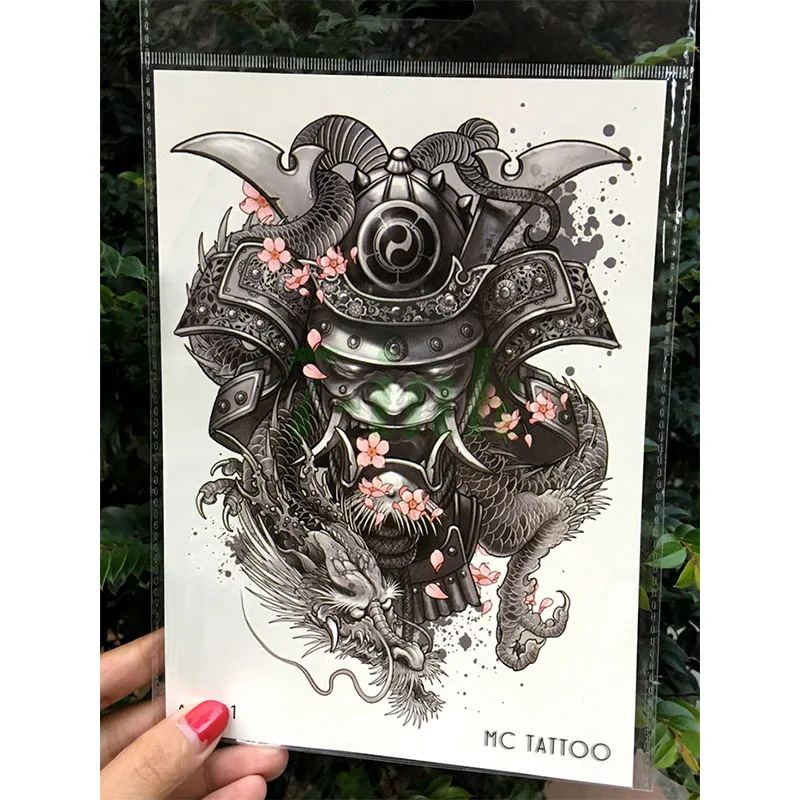 Водостойкая Временная тату-наклейка Китайский миф дракон крупный рогатого скота