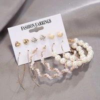2020 new women earrings set acrylic pearl earrings for women bohemian leopard tassel drop earrings brincos fashion jewelry