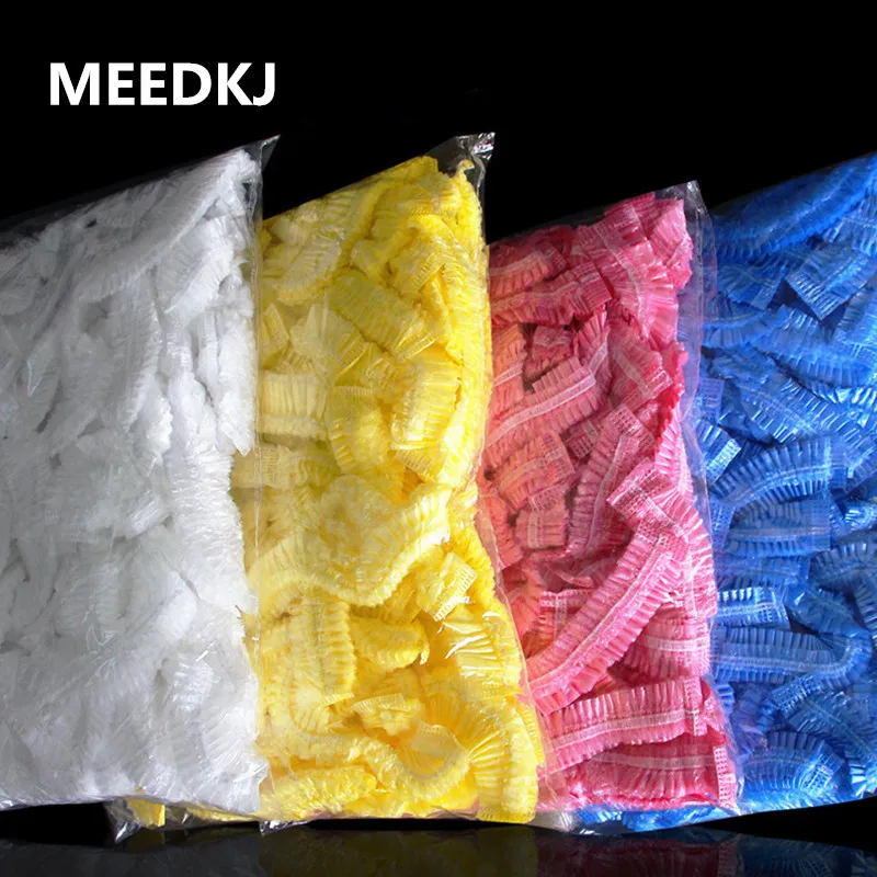 

100 pcs 44cm disposable shower cap transparent spa salon hotel disposable elastic shower cap bathroom products shower cap
