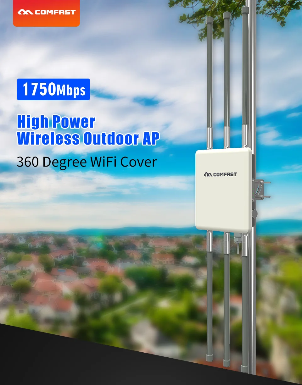 1750Mbps Dual Band 5.8G Outdoor AP 6*8dBi Antenna WiFi Cover Base Station Router WiFi Signal Hotspot Amplifier Repeater