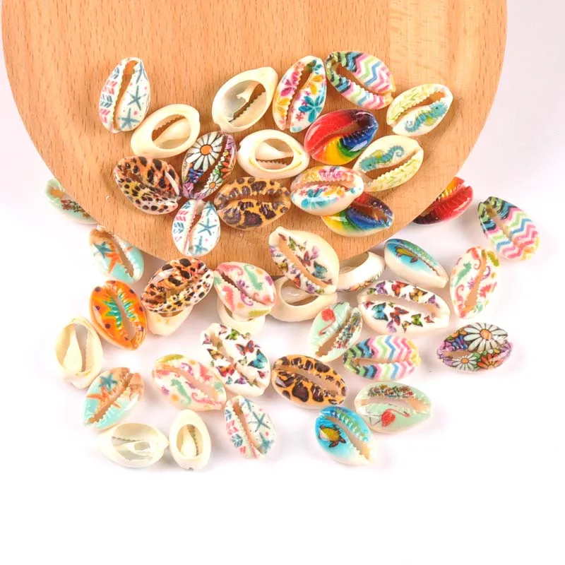 

Natural Beige shell Flower painting Scrapbook Craft seashells for Jewelry bracelet home decoration DIY 10pcs TRS0343