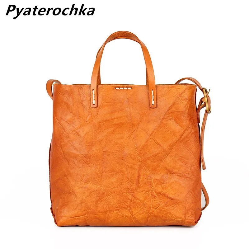 Роскошная композитная женская сумка Pyaterochka из коровьей кожи, сумки через плечо в японском стиле, винтажная однотонная сумка на плечо, женская сумочка