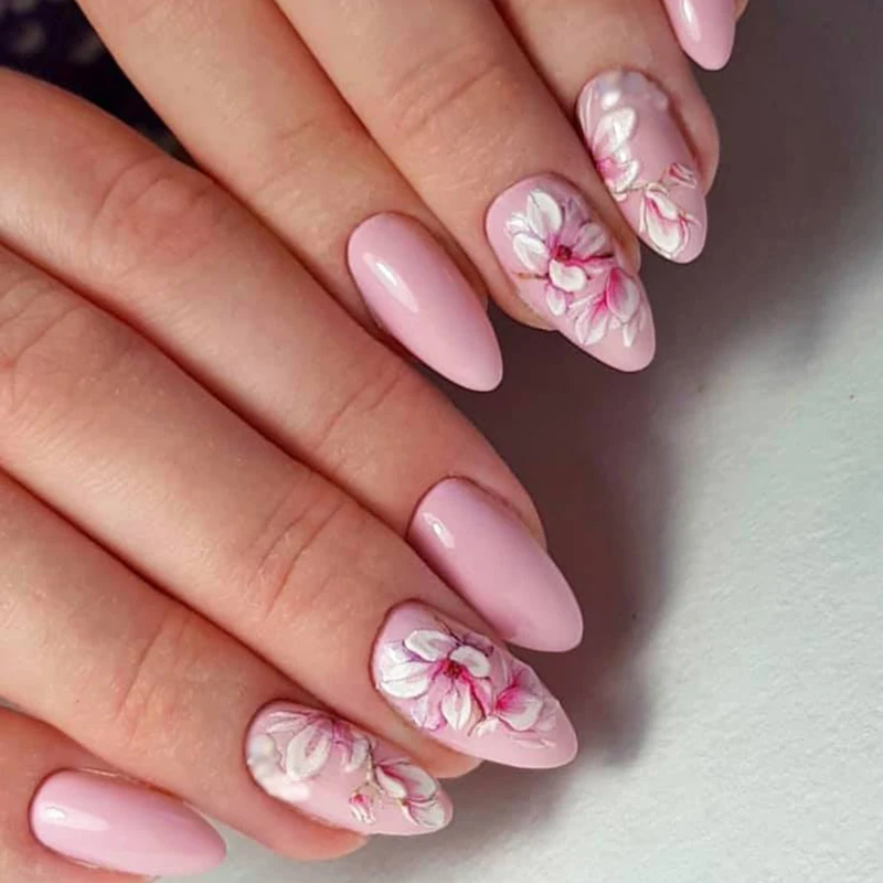 

1pc 3DNail Sticker Embossed White&Pink Color Flower Water Decals Empaistic Nail Water Slide Decals Z0342
