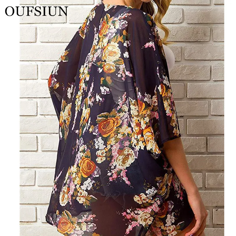 

2020 New Arrival Summer Sunproof Cardigan Fashion Women printing Chiffon Bikini Cover Up Cardigan Coat camisa