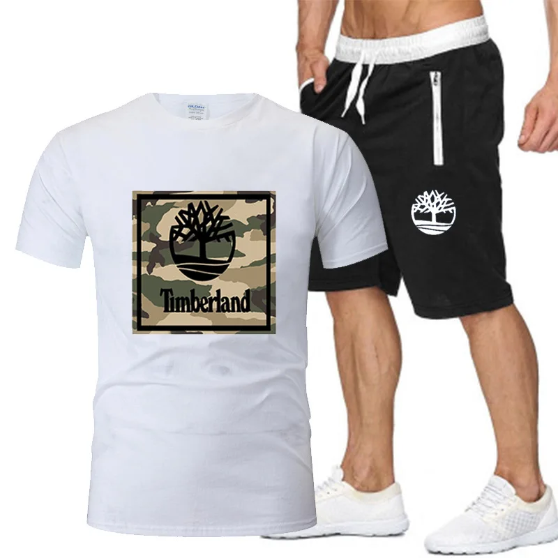 

Brand Men's Sets Popular New Cotton Men's T-shirt+Sports Shorts Set Summer Tracksuit Men Jigh Quality Cotton T-Shirt Pports Set