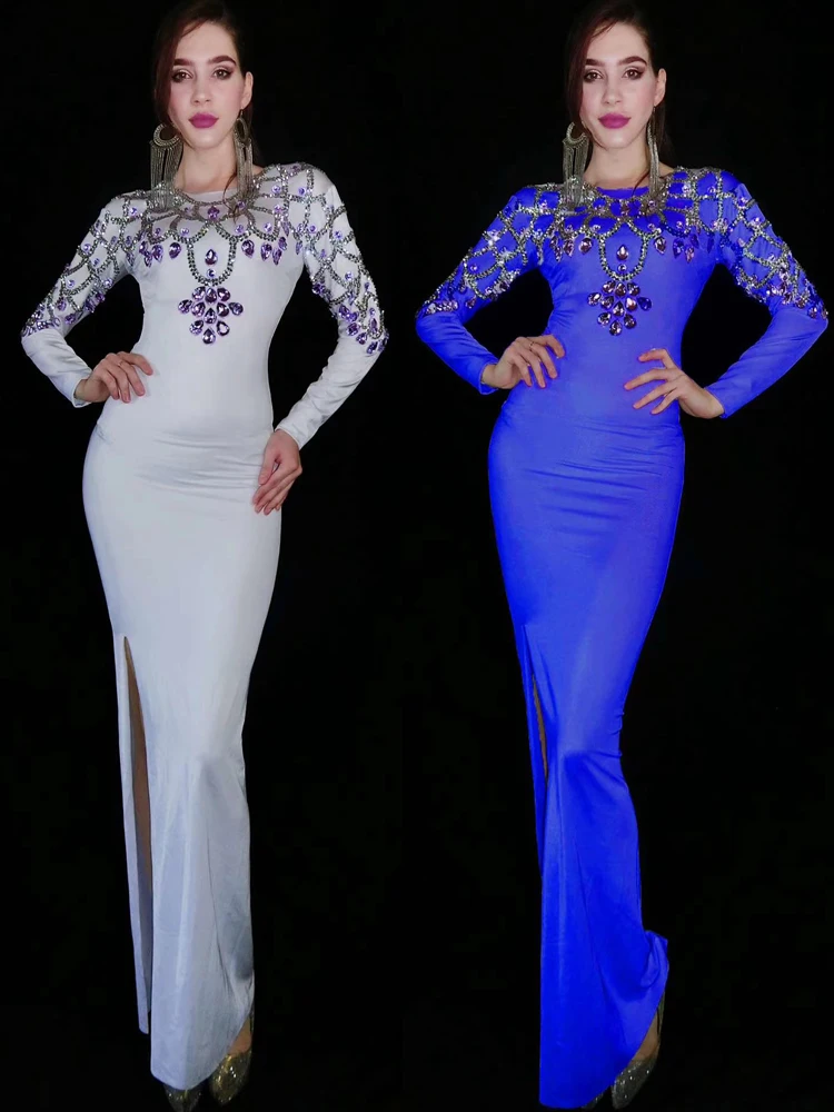 

Фиолетовый с украшением в виде кристаллов с Sleeeved Выпускные платья для женщин сексуальная юбка с Боковым Разрезом и взрослых танцевальный к...