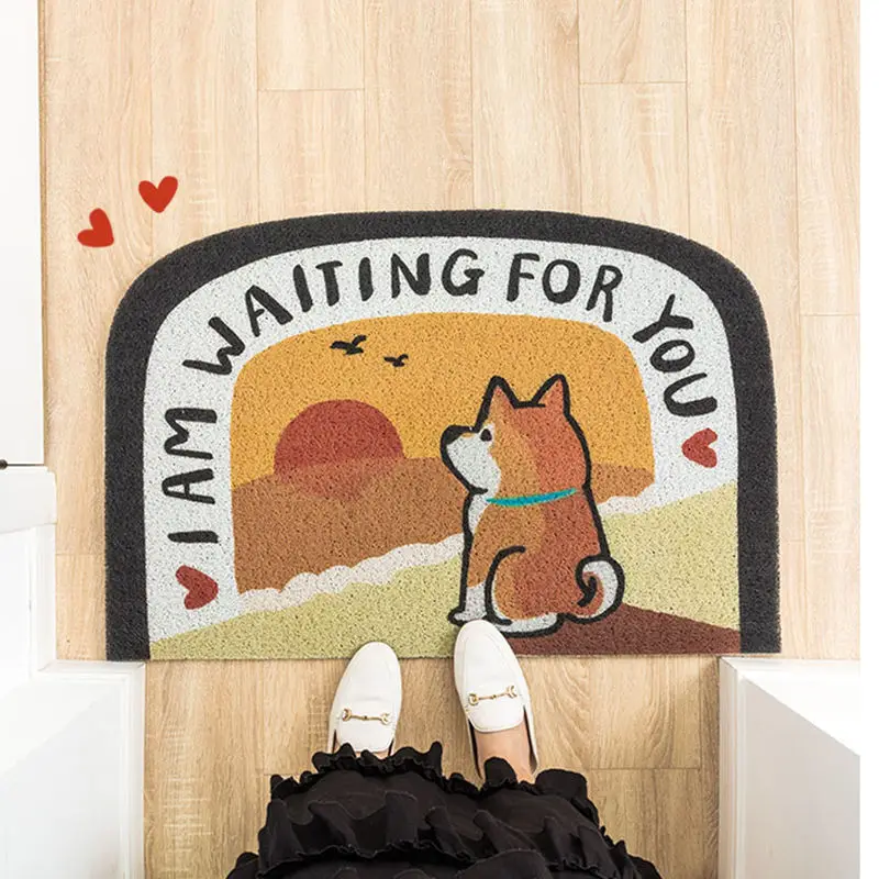 Мультяшный Коврик для двери с собакой из ПВХ забавные коврики входной