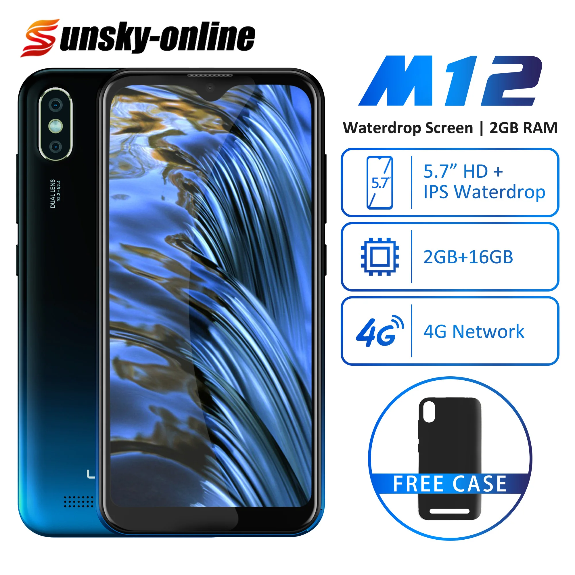 LEAGOO M12 Android 9 0 смартфон 2 ГБ + 16 Гб 5 7 "Капля воды Экран 8 Мп с двумя sim картами 4G ПОС