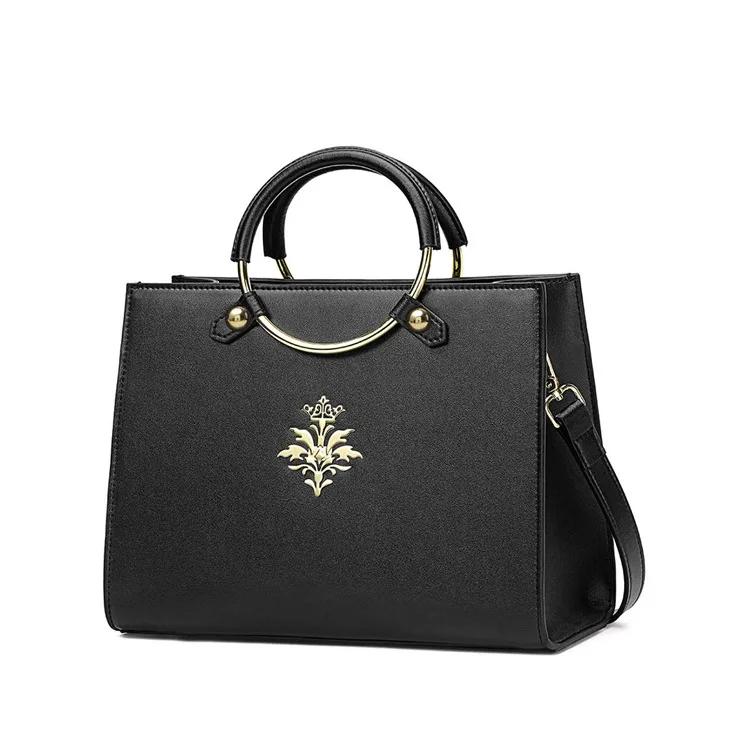 Модные кольцевые прокладки сумка с короткими ручками для женщин из натуральной