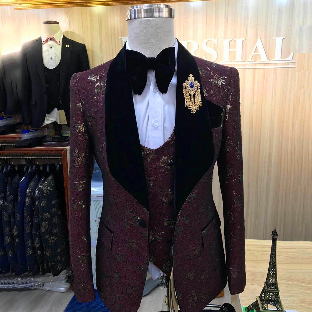 (Пиджак + брюки жилет) Новый эксклюзивный мужской деловой костюм-тройка/мужской