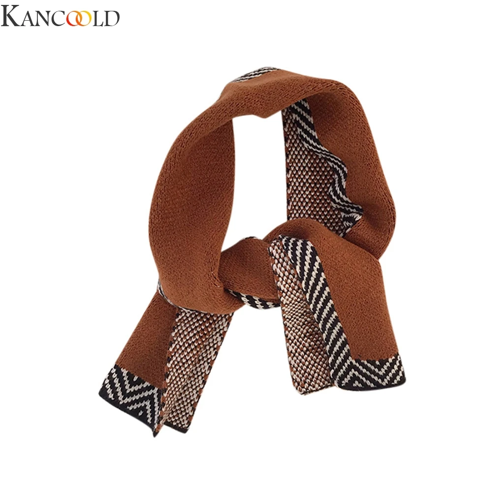 KANCOOLD женский модный короткий зимний вязаный шарф в полоску Теплые шарфы унисекс