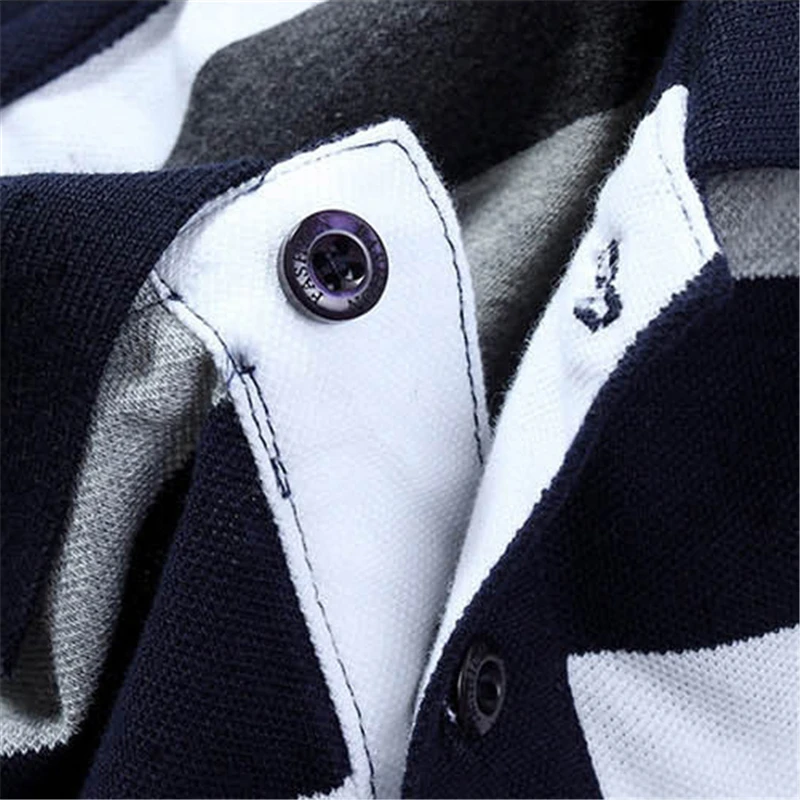 

Plus Size Men Polo Collar Shirt 3XL 4XL 5XL Long Sleeve Striped Polo Dress Shirt Male Fashion Classic Cotton Loose Brand Clothes