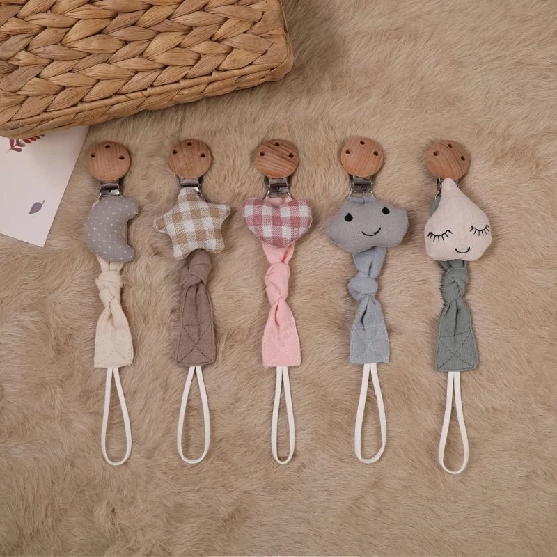 

Baby Pacifier Clip Chain Cotton Cartoon Country Style Pacifier Holder Dummy Clips Handmade Baby Christmas Gift