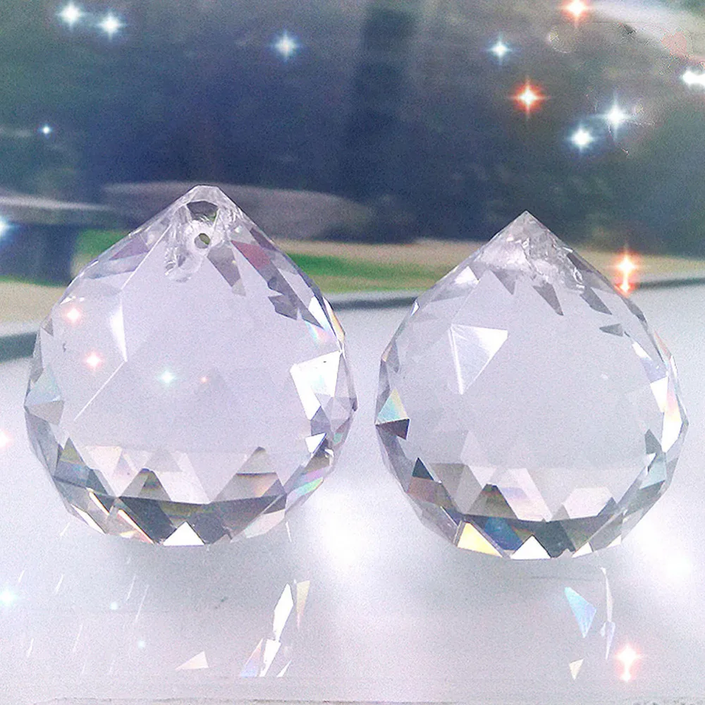 

1PCS Crystal Clear Feng Shui Ball Placed In Window Ornament Make Rainbow Boutique Vintage 30x35mm