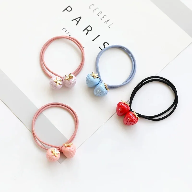 

Fruit Modeling Women's Rubber Bands Fashion Cute Sweet Princess Wild Style Small Strawberry Hair Rope Tie Hair Rubber Band 2021
