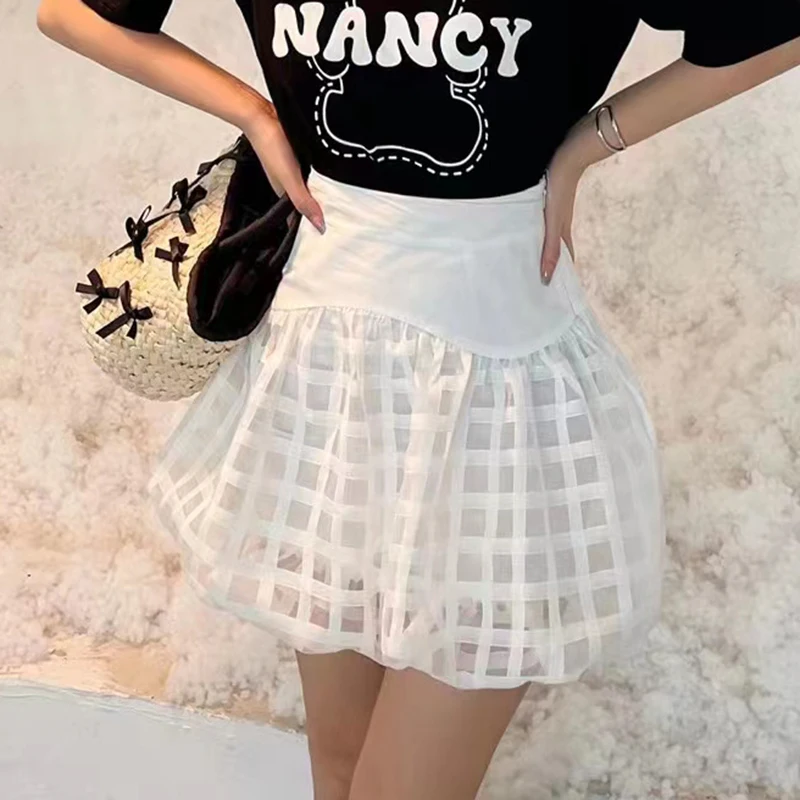 

GALCAUR Casual Black Skirt For Women High Waist Hollow Out Loose Minimalist Solid Mini Skirts Females Fashion New Clothing 2021