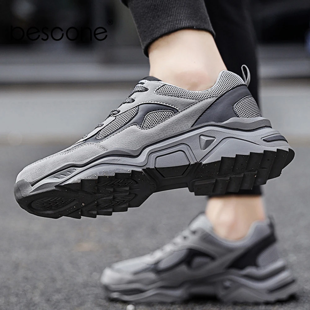 BESCONE/модные кроссовки для мужчин сезон весна-осень уличная дышащая обувь на