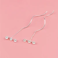 hot sale silver color plum blossom flower earrings wave long chain earring for women fashion jewelry
