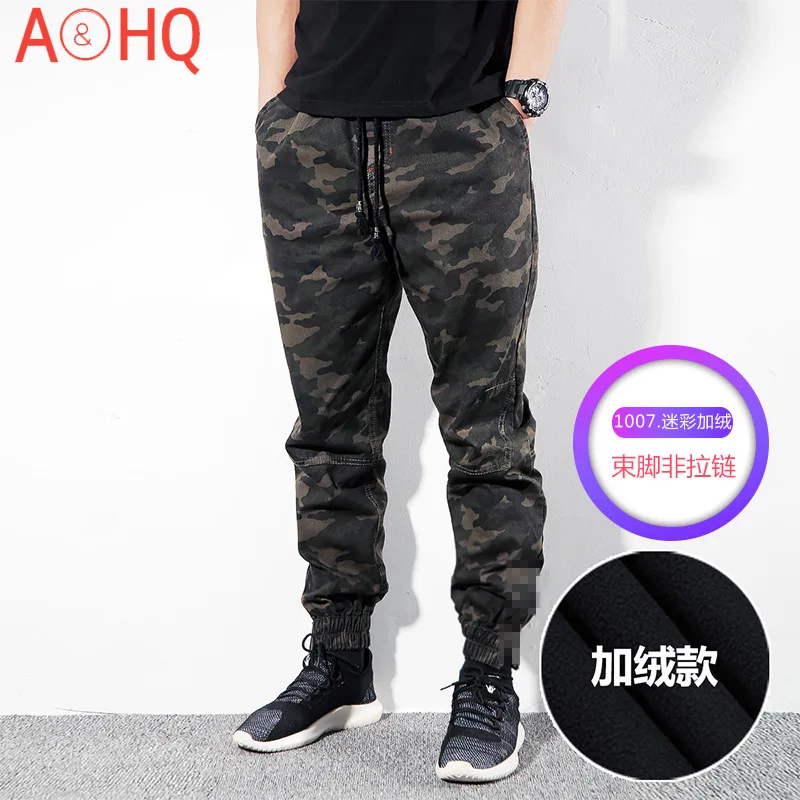 

Camouflage Cargo Pants Men Jogger Winter Fleece Thicken Clothing Jogging Elastic Waist Streetwear Overalls Trousers for Male