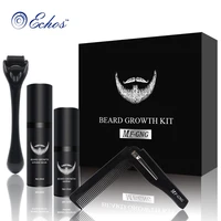 echos men beard growth kit hair growth enhancer thicker oil nourishing leave in conditioner beard grow set with comb 4 pcsset