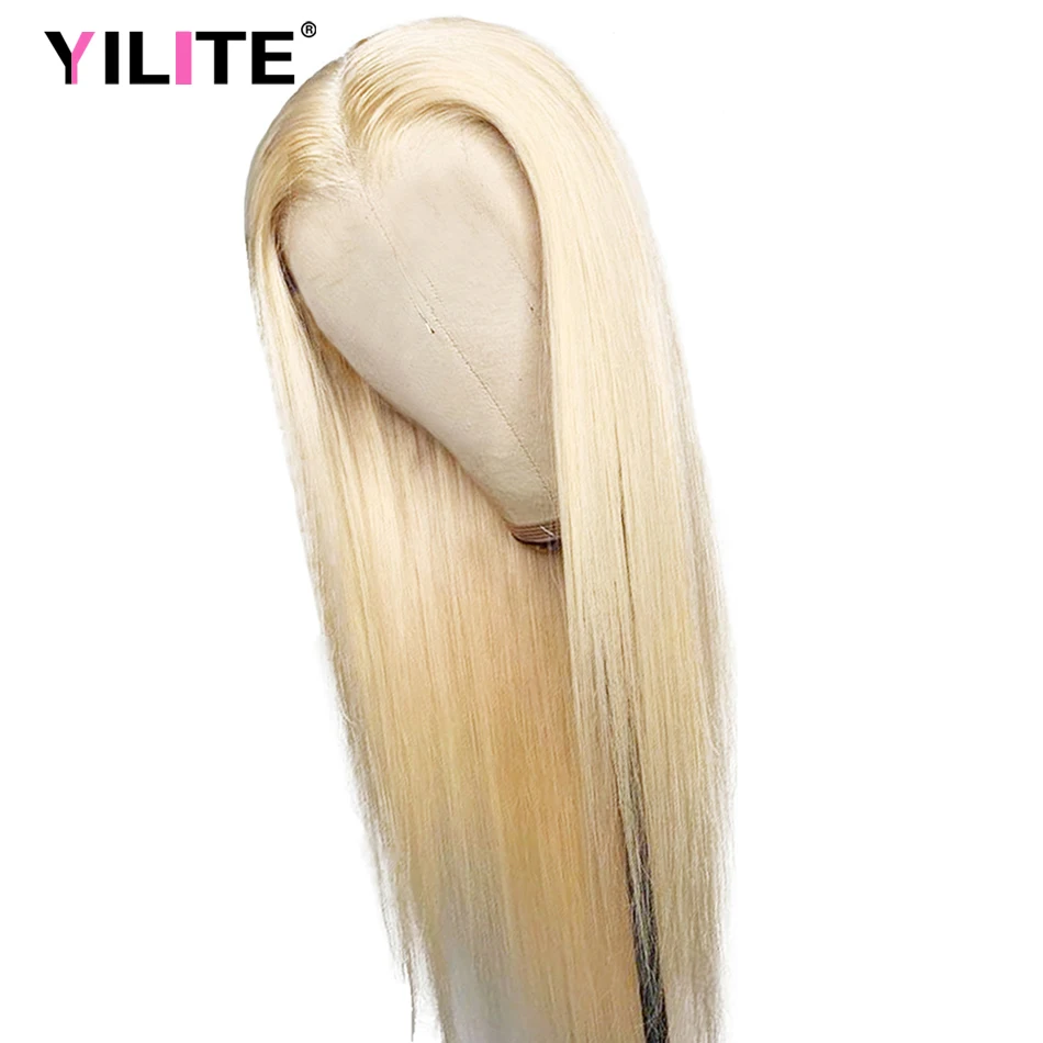 

Парик 613 блонд из малайзийских человеческих волос, прямые волосы 100% Реми, 613 медовый светлый, 4x4, парик на сетке для женщин