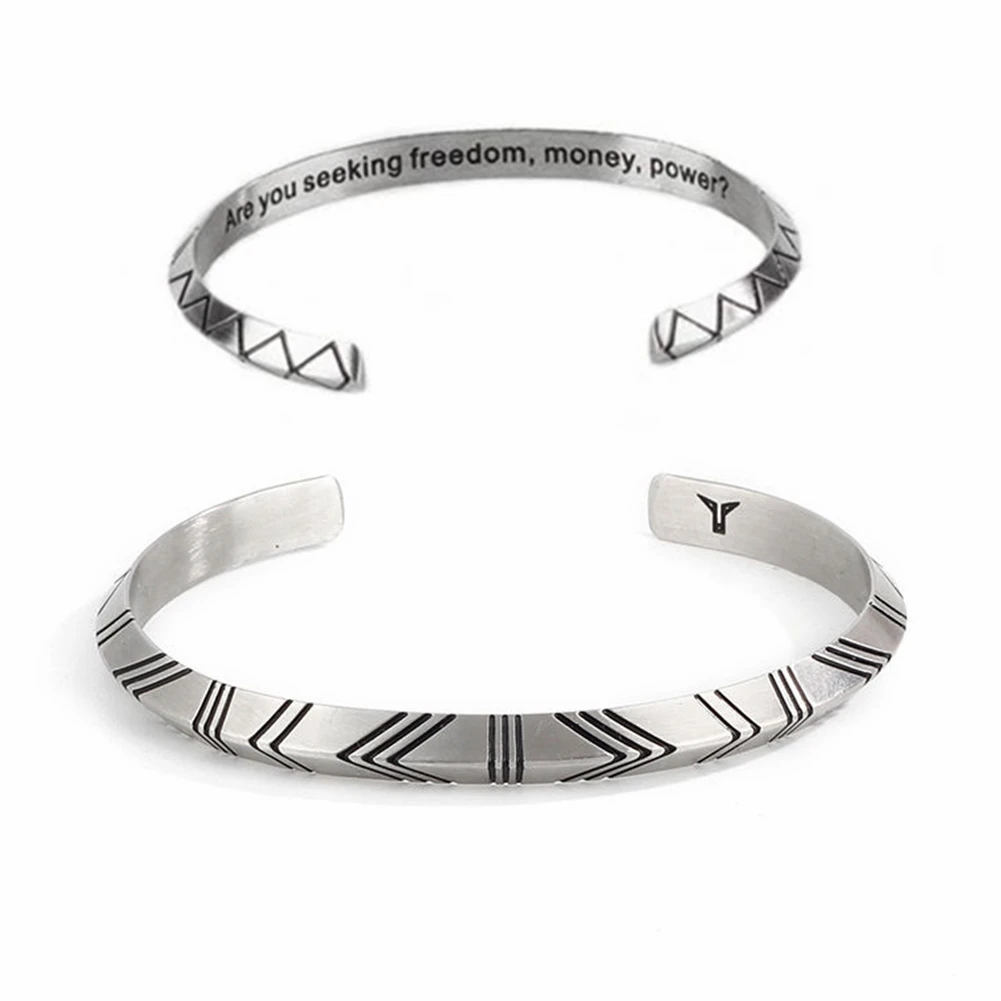 

Handmade Vintage Maya Symbol Cuff Bracelet for Women Men Titanium Steel Bangle with Inspirational Motto and Simple Bull Totem