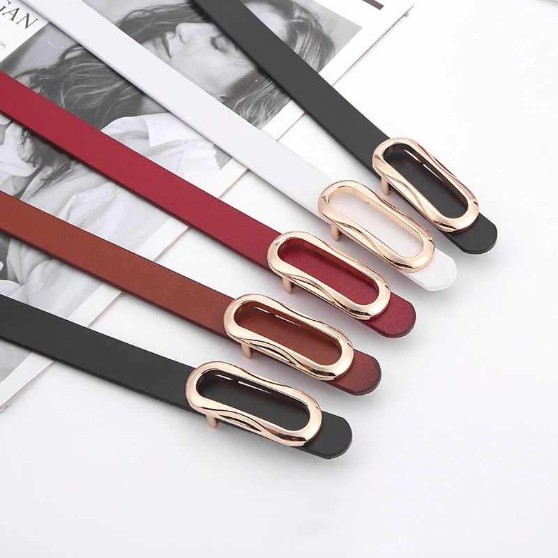 

Genuine Leather Belts For Women Luxury Designer Brand High Quality Fashion Jeans Waistband Dress Blazer Accessories White Black