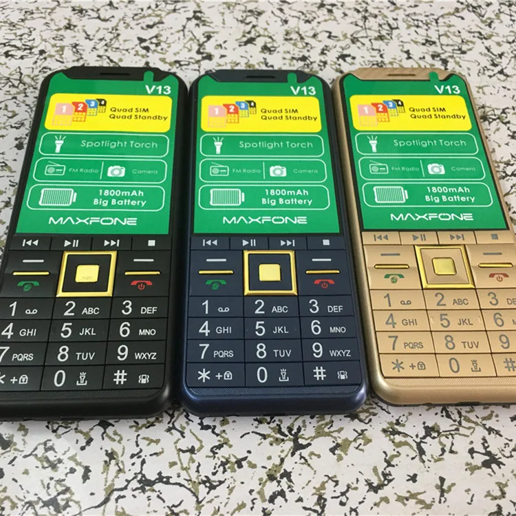 Кнопочный телефон V13 мобильный 2 8 дюйма четыре Sim-карты Основная клавиатура Bluetooth