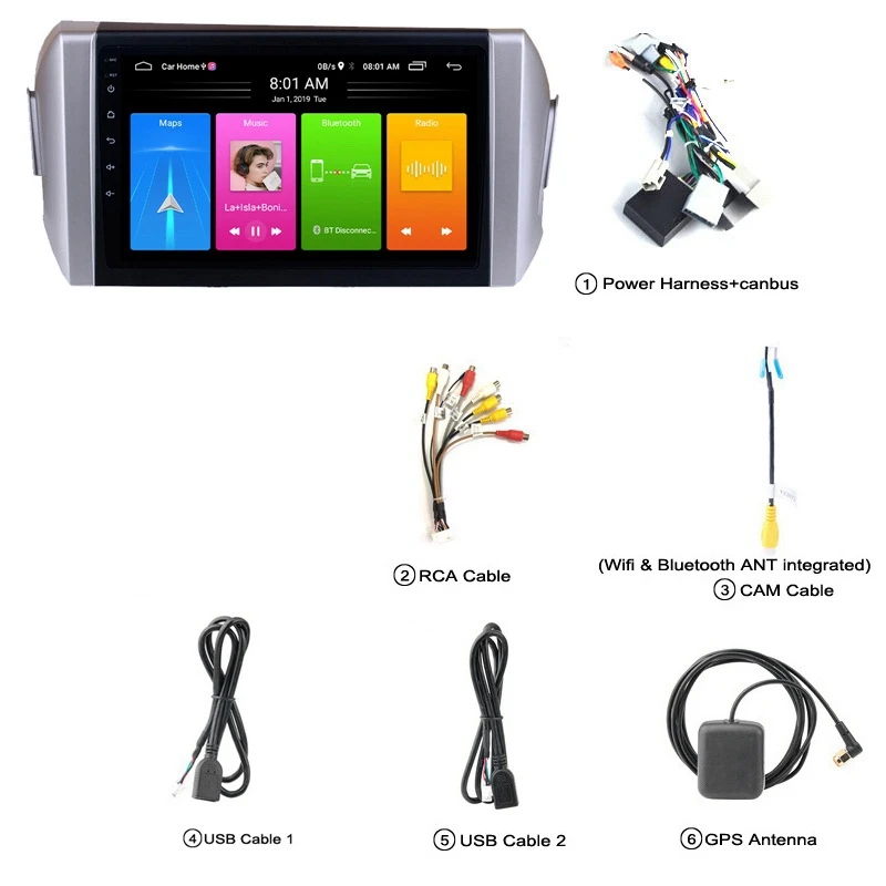 

9 Inch 2 Din Android 10.0 Car MP5 Player Radio 2+16GB Wifi Bluetooth GPS Navigation for Toyota Innova 2015-2018 LHD